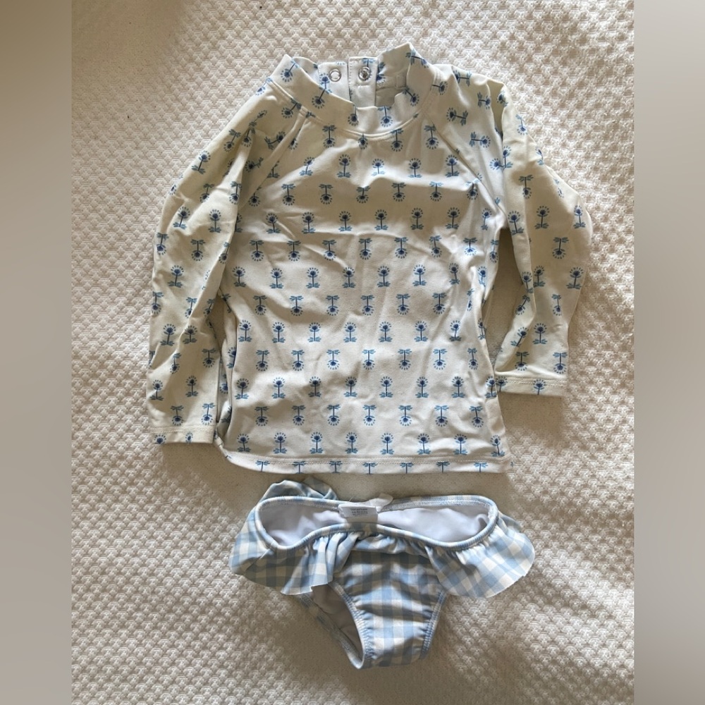 Minnow Swim Baby Girl Size 1 Rash Guard and Bikini Bottom - Fits Like 12M